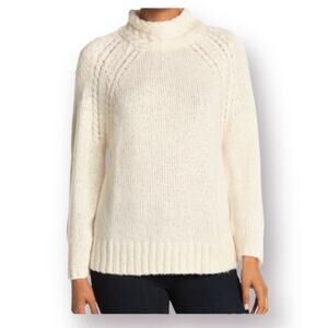 NEW CENY Cable Mock Neck Raglan Pullover Ivory Sweater Size XS New with tags